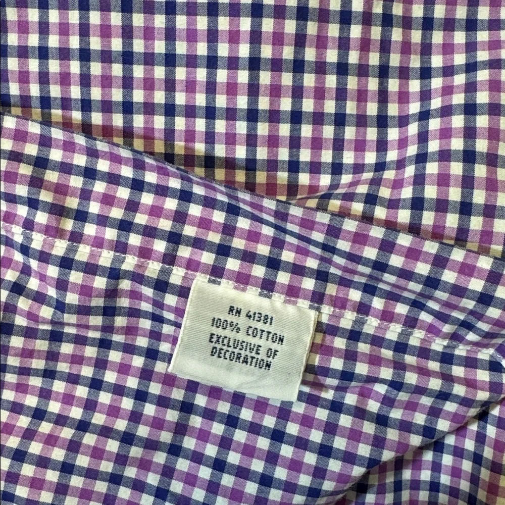 Polo Ralph Lauren men 2XLT Tall purple blue check gingham button up casual shirt